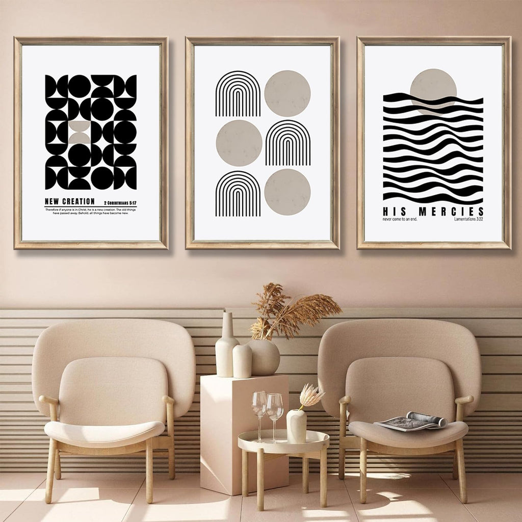 COYIKC 3Pcs Black and White Christian Canvas Wall Art Minimalist Bible Prints Jesus Faith Scripture Wall Decor Pictures Modern Abstract Painting artwork for bedroom office home decoration 16x24in