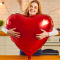 Haolongfa 32 Inch Red Heart Balloons, 4 Pcs Valentines Balloons, Romantic Foil Heart Shaped Balloon for Valentine's Day Wedding Engagement Anniversary Party Decorations