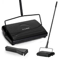 Alpine Manual Carpet Sweeper Triple Brush – Cordless Non Electric Multi-Surface Floor Brush Hardwood Floor Cleaner Easy Sweeping for Carpeted Floors (Improved Black)