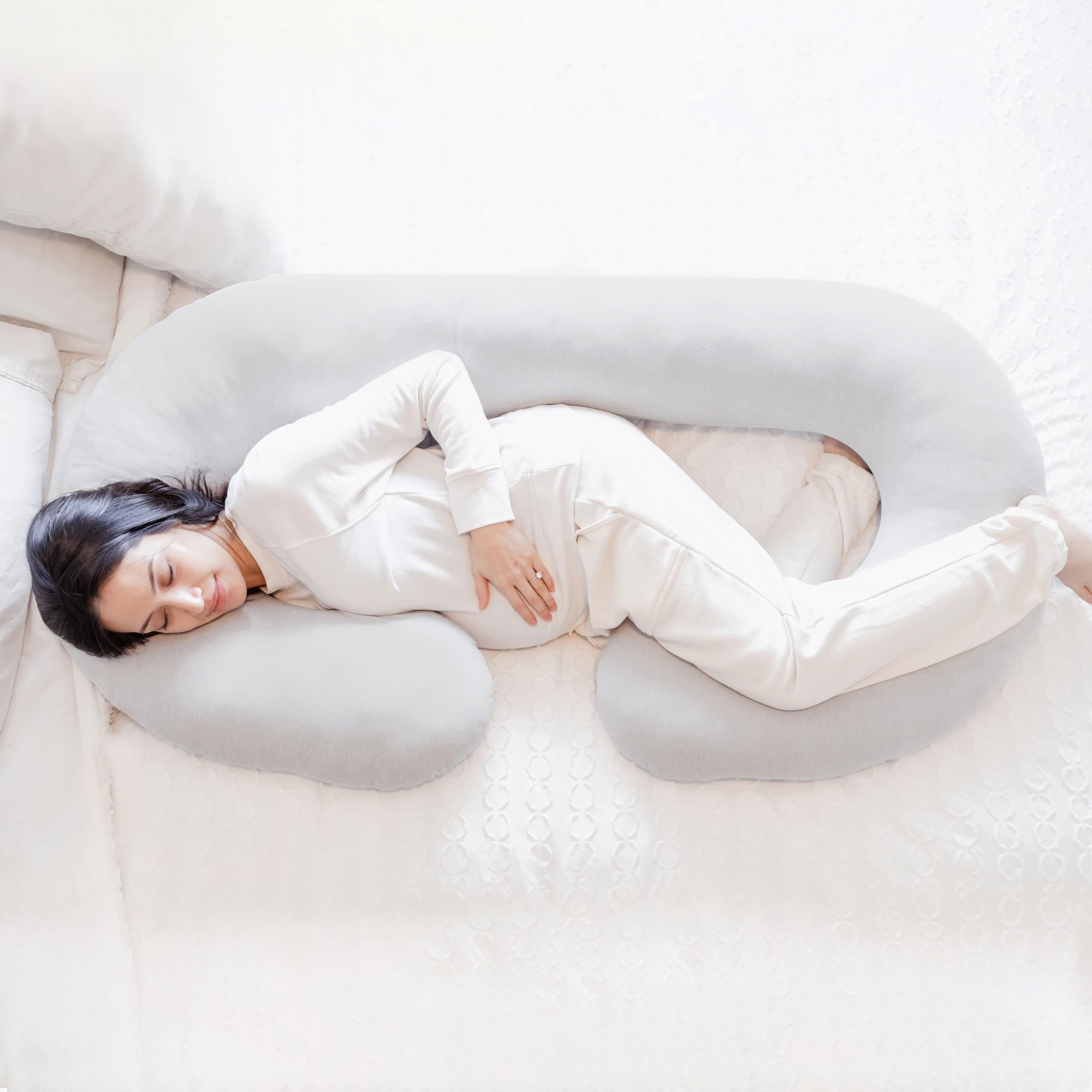Regalo C Shaped Pregnancy Pillow for Sleeping, Full Body Maternity Pillow with Removable Cover, Support for Back, Belly, Hips & Legs, Body Pillow for Side Sleepers, Gray