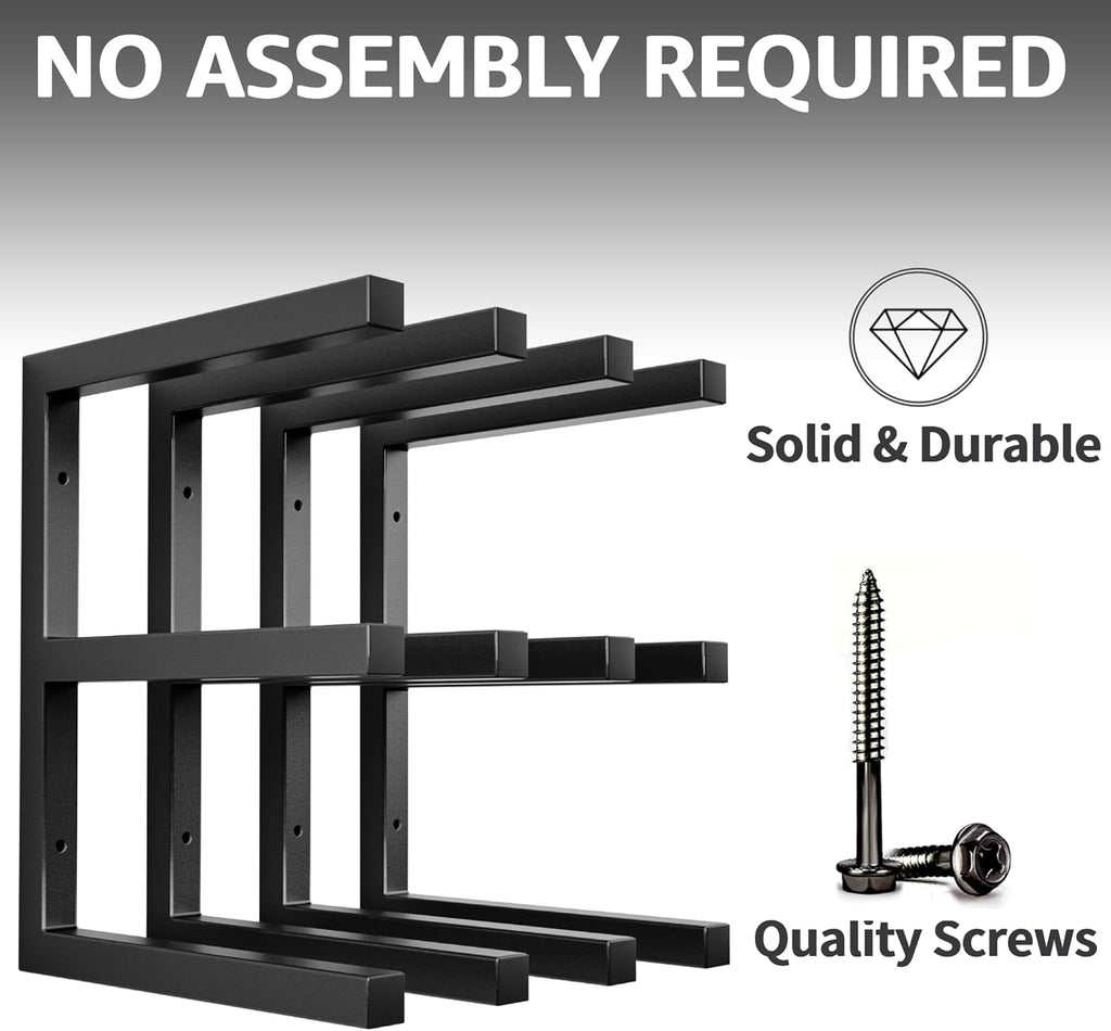 YYR Wood Organizer - Heavy Duty Metal Lumber Storage Rack | 6-Level Wall Mount, Holds 1200 LBS - Black