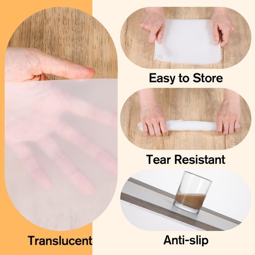 Oruola 2pcs Clear Silicone Mat,24 X 20 cm/9.45 X 7.87 in Silicone Mats for Crafts,Silicone Mats for Kitchen Counter,Heat Resistant, Non-Slip, Waterproof, Washable Silicone Sheet