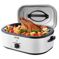 VEVOR Electric Roaster Oven, 22 QT Turkey Roaster with Self-Basting Lid, 1450W Roaster with Defrost & Warm Function, Adjustable Temp, Removable Pan & Rack, Fits Turkeys Up to 26LBS, White