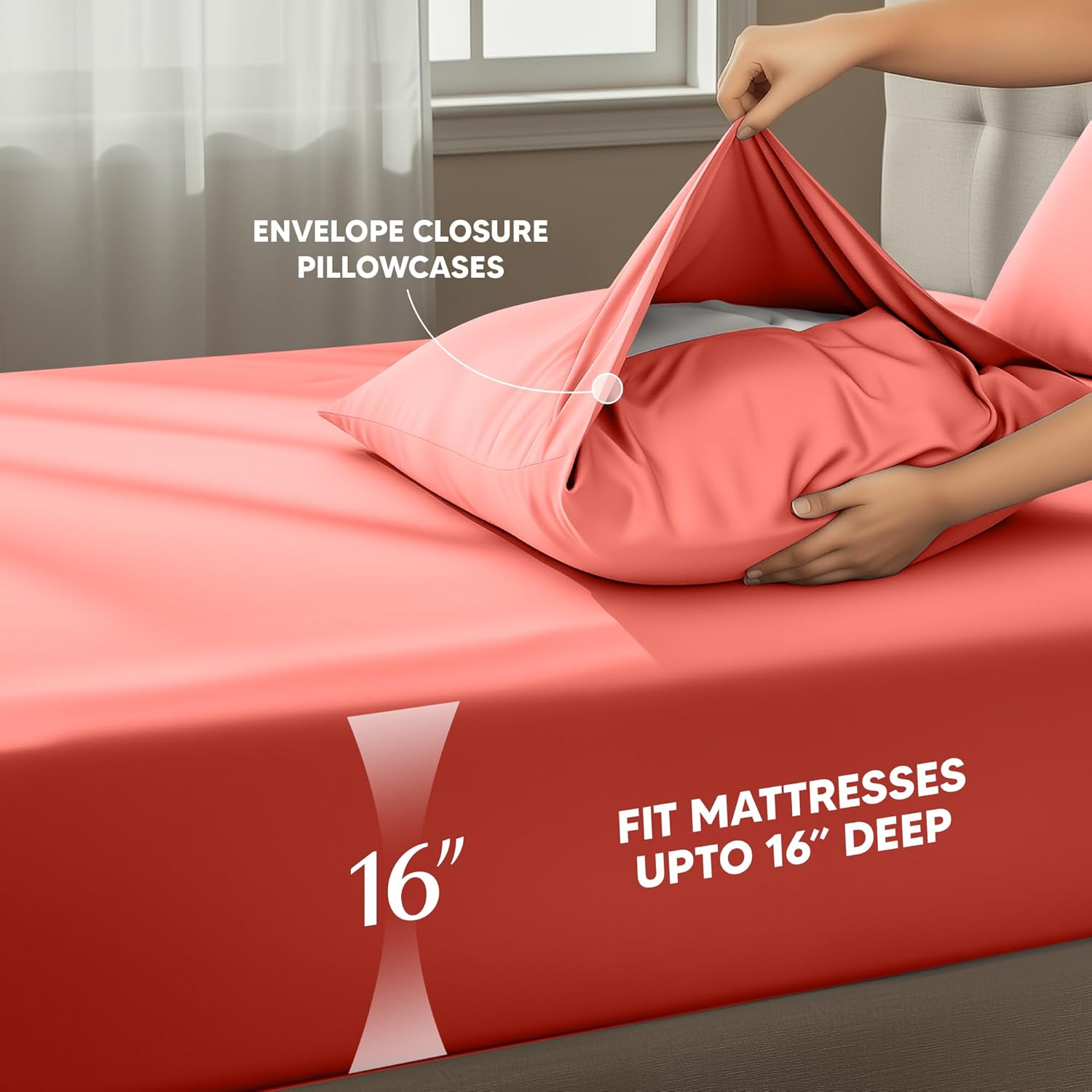 Utopia Bedding California King Sheet Set - Soft, Breathable Microfiber | 4-Piece in Coral