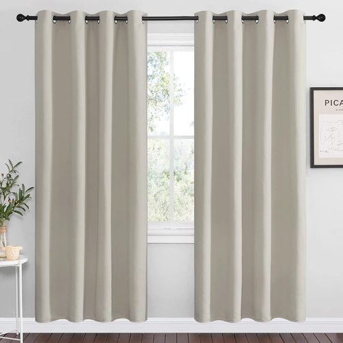 NICETOWN Natural Room Darkening Curtains - 78" Long | Total Privacy Drape Panels for Boho Farmhouse Decor (Set of 2, 55" Wide)