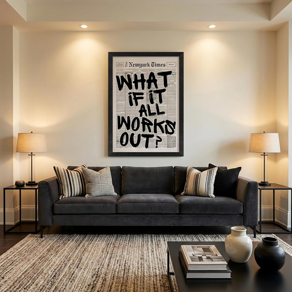 Skiennix 8X10 Inch Black Frame | Inspirational "What If It All Works Out" Canvas Wall Art