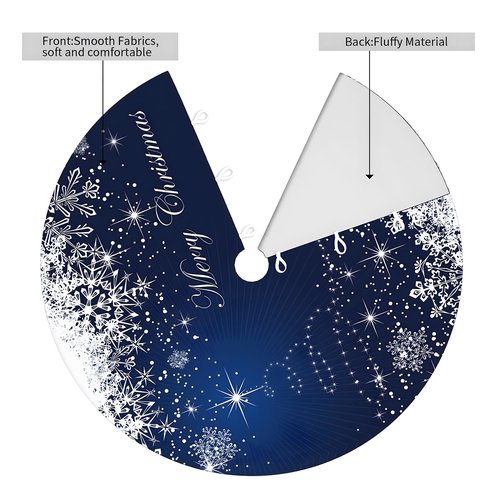 Christmas Tree Skirt Collar 48 Inch Soft Winter Snowflakes Tree Skirt Xmas Tree Skirt Winter Holiday Blue Christmas Trees Mat Decoration
