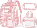 Fimibuke Clear Backpack - 3PCS Heavy Duty PVC Set with Lunch Box & Pencil Case | Cute Toddler School Bag for Preschool & Kindergarten