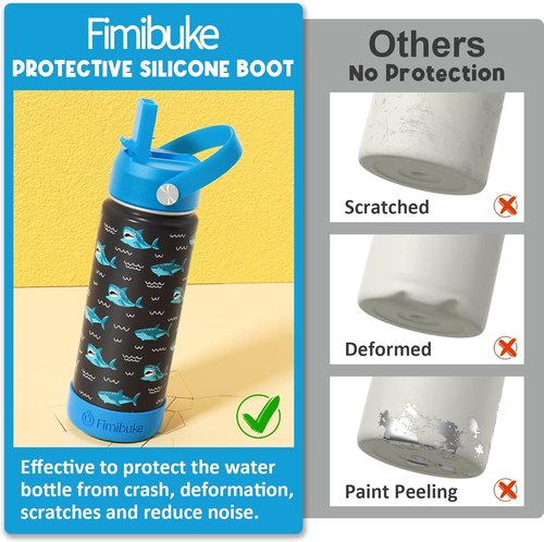 Fimibuke Kids Insulated Water Bottle - 18oz BPA-Free Stainless Steel Tumbler with Straw | Unicorn Design