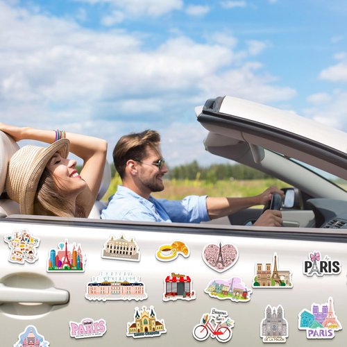 Konohan 30 Pcs Paris Souvenirs Gifts Paris Magnet for Refrigerator City Magnetic Refrigerator Stickers for Home Decoration