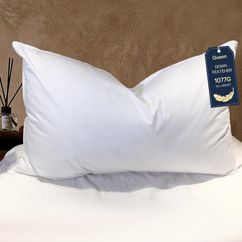 BHZ Goose Down Feather Pillows - Queen Size Hotel Collection | Medium Firm Soft Support for Side & Back Sleepers