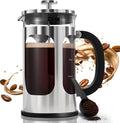 BAYKA French Press Coffee Maker - 34oz Cold Brew & Iced Coffee Pot | Durable Borosilicate Glass, Silver