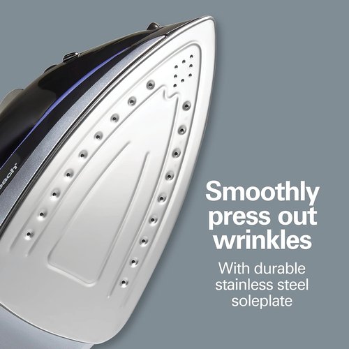 Hamilton Beach Steam Iron - 1200 Watts Garment Steamer with Stainless Steel Soleplate & 8’ Cord | Black (Pack of 2)