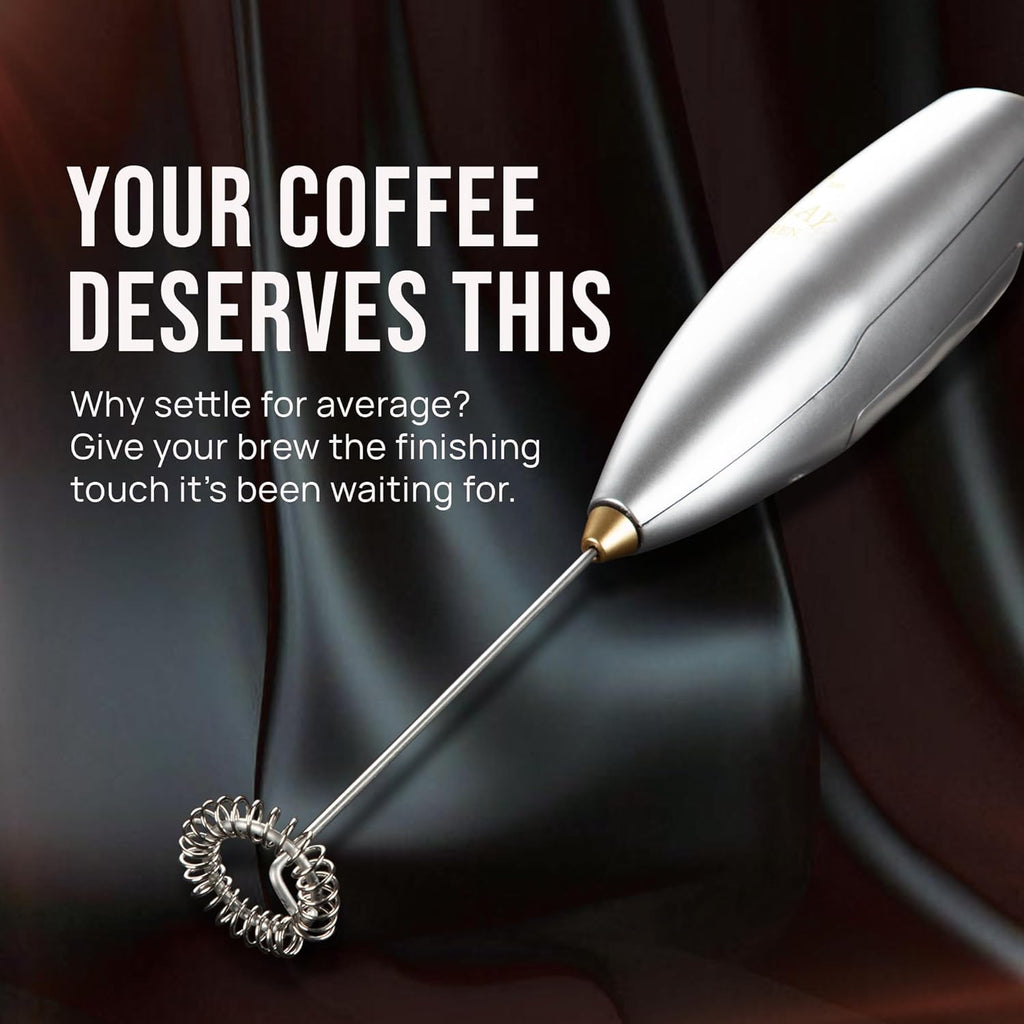 Zulay Kitchen Milk Frother - Luxury Handheld Electric Foam Maker for Coffee & Lattes | Includes 4 Duracell Batteries