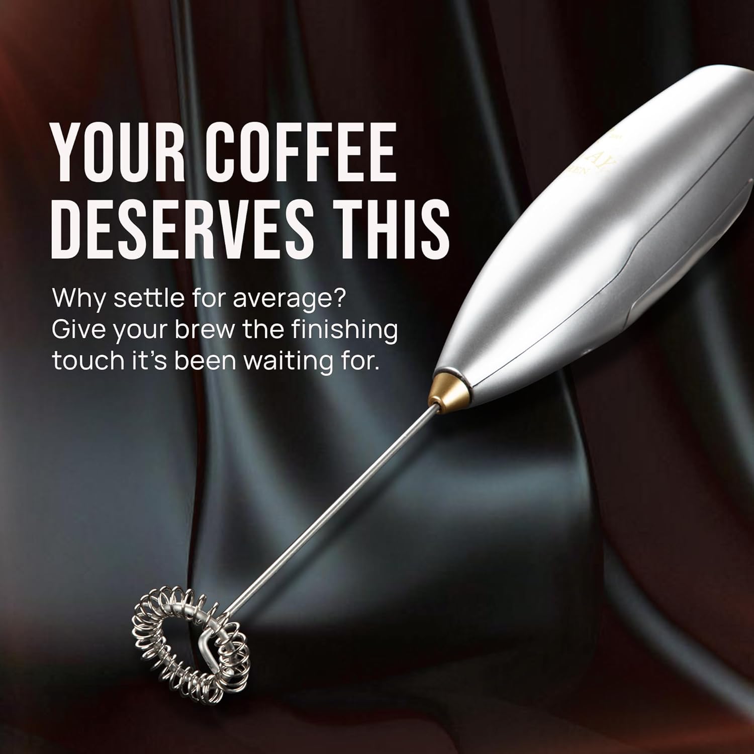 Zulay Kitchen Milk Frother - Luxury Handheld Electric Foam Maker for Coffee & Lattes | Includes 4 Duracell Batteries