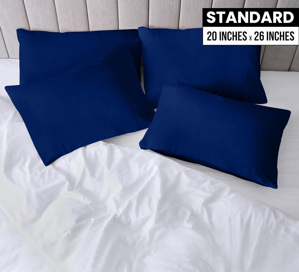 Utopia Bedding Standard Pillow Cases - Soft Brushed Microfiber - 4 Pack, Royal Blue | 20 x 26 Inches