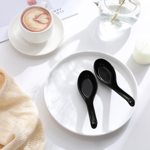 Hushee 200 Pcs Asian Soup Spoon Bulk Large Chinese Noodle Ramen Reusable Japanese Wonton Rice Dumpling Pho Dinner Spoons for Home Restaurant Kitchen