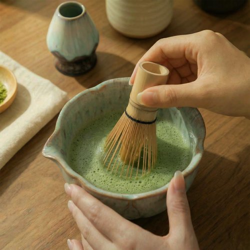 VENSEEN Matcha Whisk Set, 8 Pcs Matcha Kit with Bowl and Whisk Holder, Ceramic Japanese Complete Macha Starter Kit for Beginners, Gift for Macha Lovers (Green)