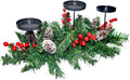 Regine Switzerland Christmas Table Centerpiece - 21.7" Candle Holders with Iron Trays & Red Berries | Holiday Home Decor