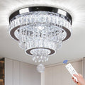 Cainjiazh Crystal Chandeliers Modern Crystal Chandelier Flush Mount Ceiling Light Fixture with Remote Control for Bedroom Dining Room Living Room (16 inch Dimmable)