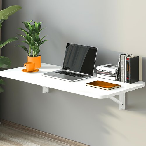 koretech Laundry Folding Table, 32'' x 16'' Wooden Wall Mount Desk, Laundry Table for Folding Clothes, White, 32'' Length