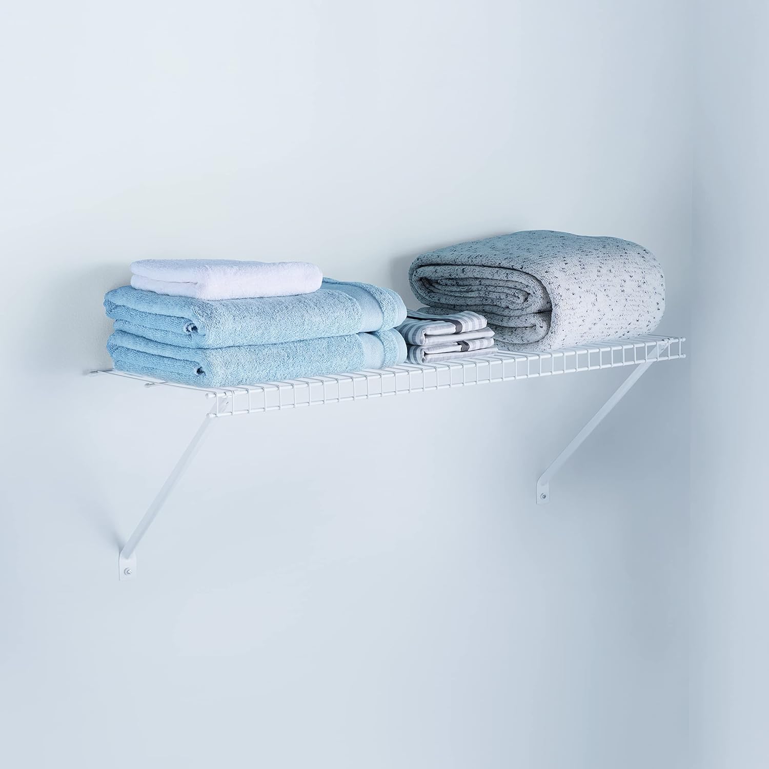 Rubbermaid Direct Wall Shelf - 3 Ft. Wide Wire Shelving Organizer with Mounting Hardware | White for Home & Laundry