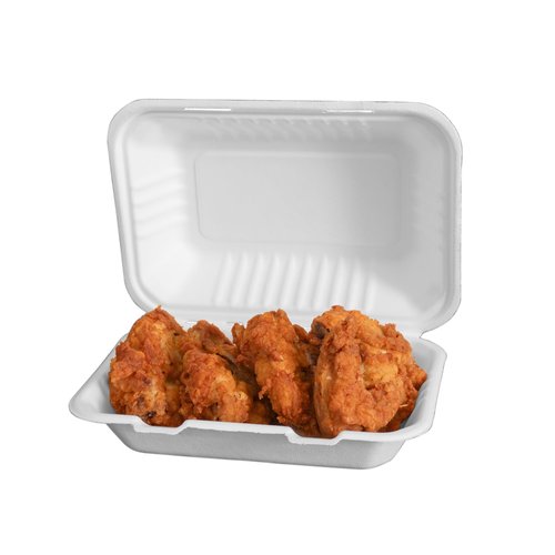 Lxins ECO 9x6 Inch Heavy Duty Clamshell Take Out Containers 【75 Pack】, Compostable Bagasse Food Boxes with Lids, Disposable To-Go Containers for Lunch, Salad, Meal Prep