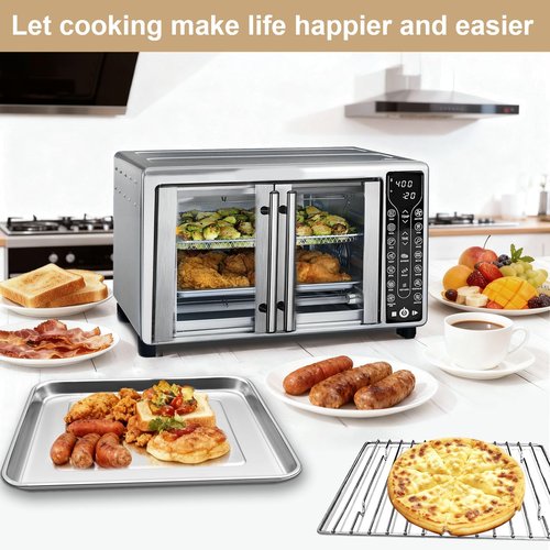 GCQFZ Toaster Oven Replacement Parts for Gourmia GTF7655 GTF7460 GTF7465 GTF7520,3 IN 1 Tray Basket Rack Kit for Gourmia Digital Toaster Oven Air Fryer 17 Cooking Presets French Door 1700W 24L