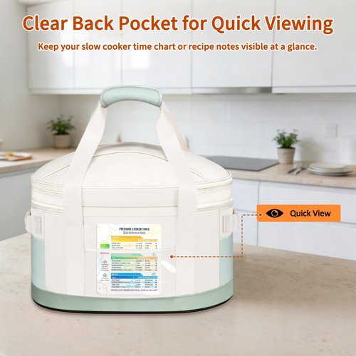 DEEGO Carrying Bag for Crock-Pot 6-8 Quart, 2-Layer Insulated Portable Slow Cooker Travel Bag with Support Pad, Lid Fasten Straps & Easy-Clean Liner, Ideal for Transport, Family Gatherings Potlucks