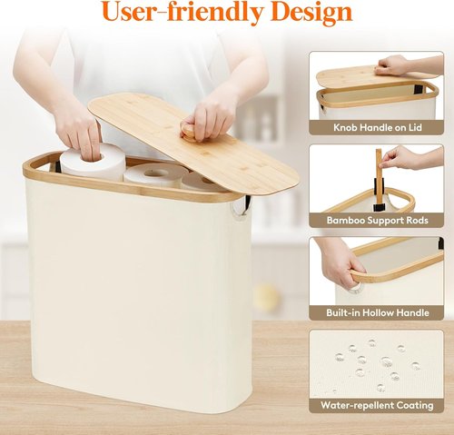 Lifewit Toilet Paper Storage Holder - Free Standing Organizer for 12-16 Rolls | Extra Large 30L, White