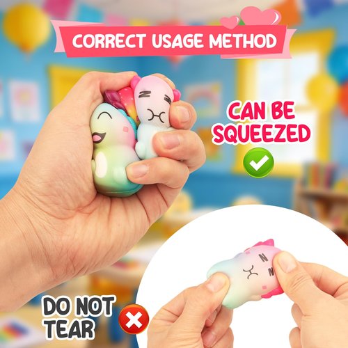 MINYSIC 24PCS Axolotl Mochi Squishy Toys for Classroom, Gifts for Kids with Exchange Cards, Classroom Party Favors for Boys and Girls, Funny Stress Relief Toys