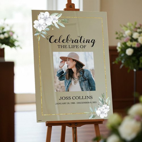 Custom Funeral Sign with Picture | Personalized Memorial Board for Loved Ones - Elegant Tribute Decoration