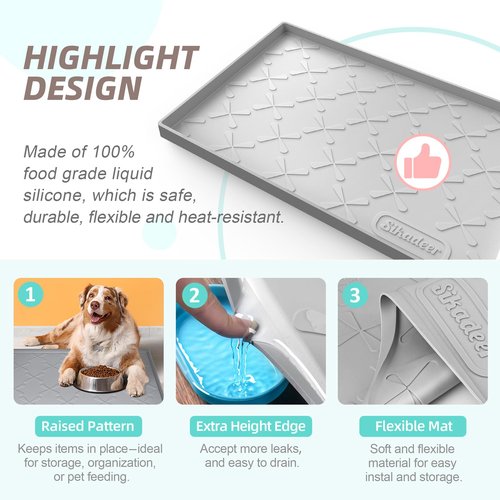 SIKADEER 22" x 19" Under Sink Mat Waterproof, Silicone Mat Kitchen Drawer Shelf and Cabinet Liner, Sink Protector for Kitchen Organizers and Storage, Boot Tray Pet Food Mats