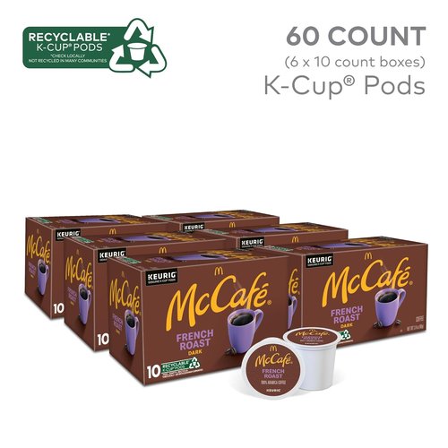 McCafe French Roast K-Cup Pods - Dark Roast Coffee, Single Serve, 60 Count (6 Packs of 10)