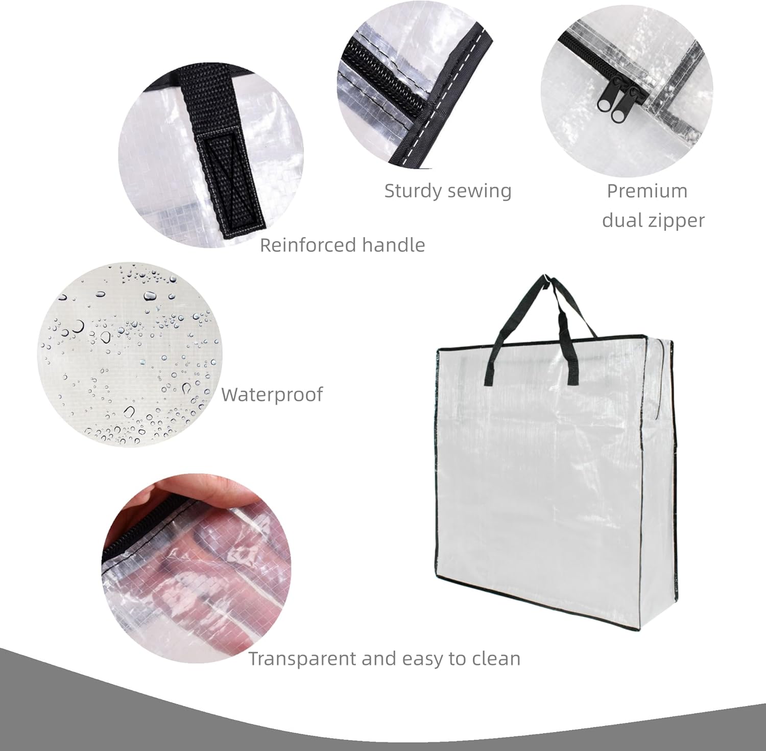 Skiennix Clear Storage Bags - 9 Pack Zippered Organizers for Blankets, Clothes & Bedding | Ideal for Moving & Underbed Storage