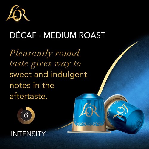 L'OR Coffee Pods, 10 Count DECAF Medium Roast, Single-Serve Aluminum Coffee Capsules Compatible with the L'OR BARISTA System, 10 Count (Pack of 1)