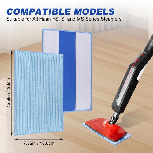 Microfiber Mop Pads Replacement for HAAN FS, SI and MS Series Steamers - Washable Reusable Mop Head Refill for Floor Cleaning - 3 Pack