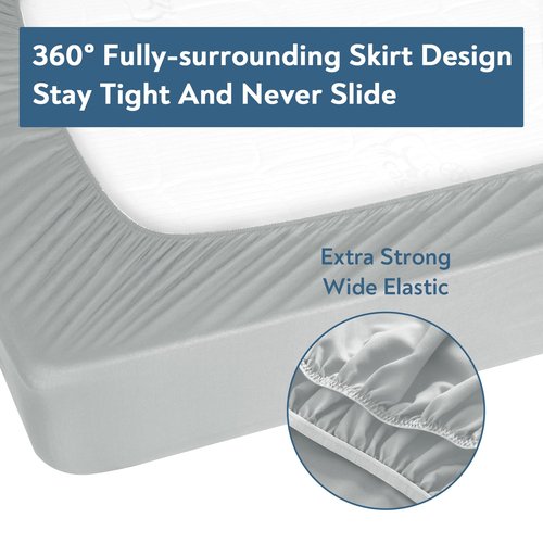 Box Spring Cover Queen Size - Jersey Knit & Stretchy Wrap Around 4 Sides of The Box Spring, Alternative for Bed Skirt, Ultra Soft, Wrinkle & Fading Resistant, Gray