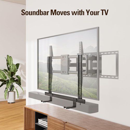 Mounting Dream Soundbar Mount - Heavy Duty Wall Bracket for Sound Bars Up to 26.5 LBS | Adjustable Height, No-Slip Base