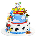 57Pcs Cartoon Story Birthday Cake Toppers Infinity and Beyond Blue Sky White Cloud Cow Print Cake Topper Toy Theme Party Decoration