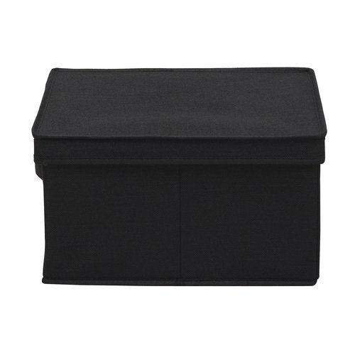 Household Essentials Large Fabric Storage Box With Lid Box, Black, Set of 2