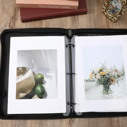 Bruislard 24Pcs 3 Hole Magazine Binder Inserts Holder, 3 Ring Binder Strips Punched Magazine Organizer Sheet Music Folder for Paper File Book(Translucent White)