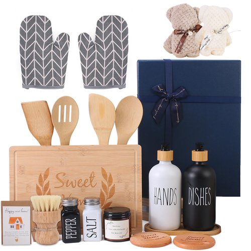 Housewarming Gifts New Home Basket，21-Piece Including Cutting Board, Handwashing Set, and Aromatherapy – Ideal for Housewarming Gift for Couples, New Home Families, and Closing Gifts for Home Buyers