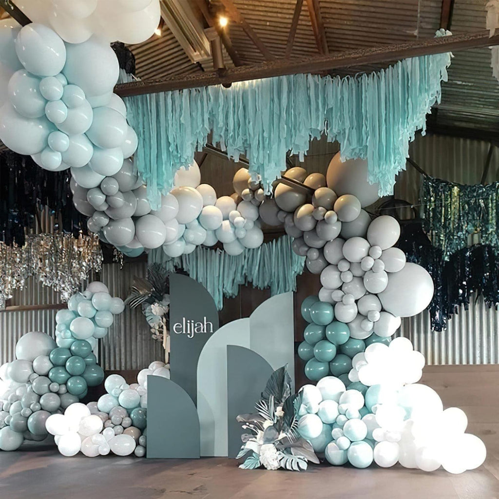 PartyWoo White & Pale Aqua Balloons - 280 Pcs for Stunning Celebrations | Perfect for Events