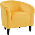 Yaheetech Accent Barrel Chair, Velvet Club Chair, Furry Sherpa Elegant Armchair with Cozy Soft Padded, Suitable for Living Room Bedroom Reception Room Office, Yellow