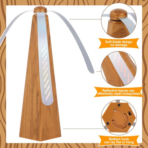 Yoiemivy Portable Fly Fans for Tables to Keep Your Food/Meal Clean for Outdoor, Indoor, Picnic, Dinner and Classroom, Wood Grain, 4 Pack