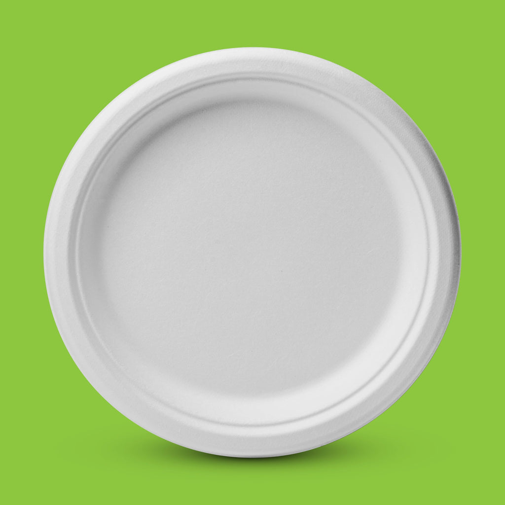 Munfix 100% Compostable Paper Plates 150 Pack, 10 Inch Heavy Duty Biodegradable Microwavable Disposable White Dinner Plates, Made of Eco-Friendly, Natural Sugarcane Bagasse