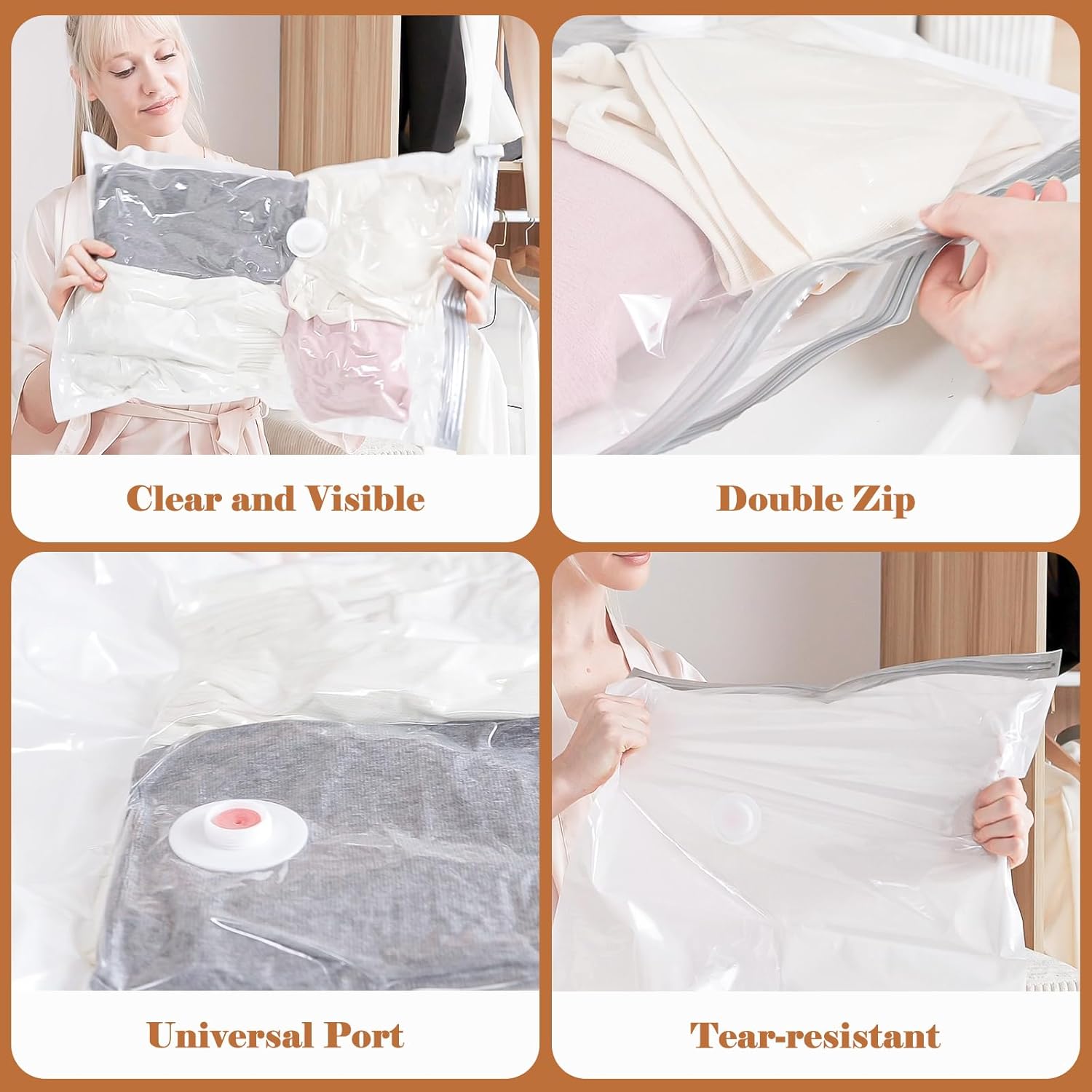 Vacbird Vacuum Storage Bags - 12 Pack with Rechargeable Cordless Pump | Compression Packing for Clothes, Blankets & Pillows
