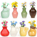 Samlior 8PCS Mini Ceramic Vase Fridge Magnets, Cute Tiny Flower Vase Fridge Magnets with Artificial Flowers for Refrigerator Office and Kitchen Cabinet Decoration