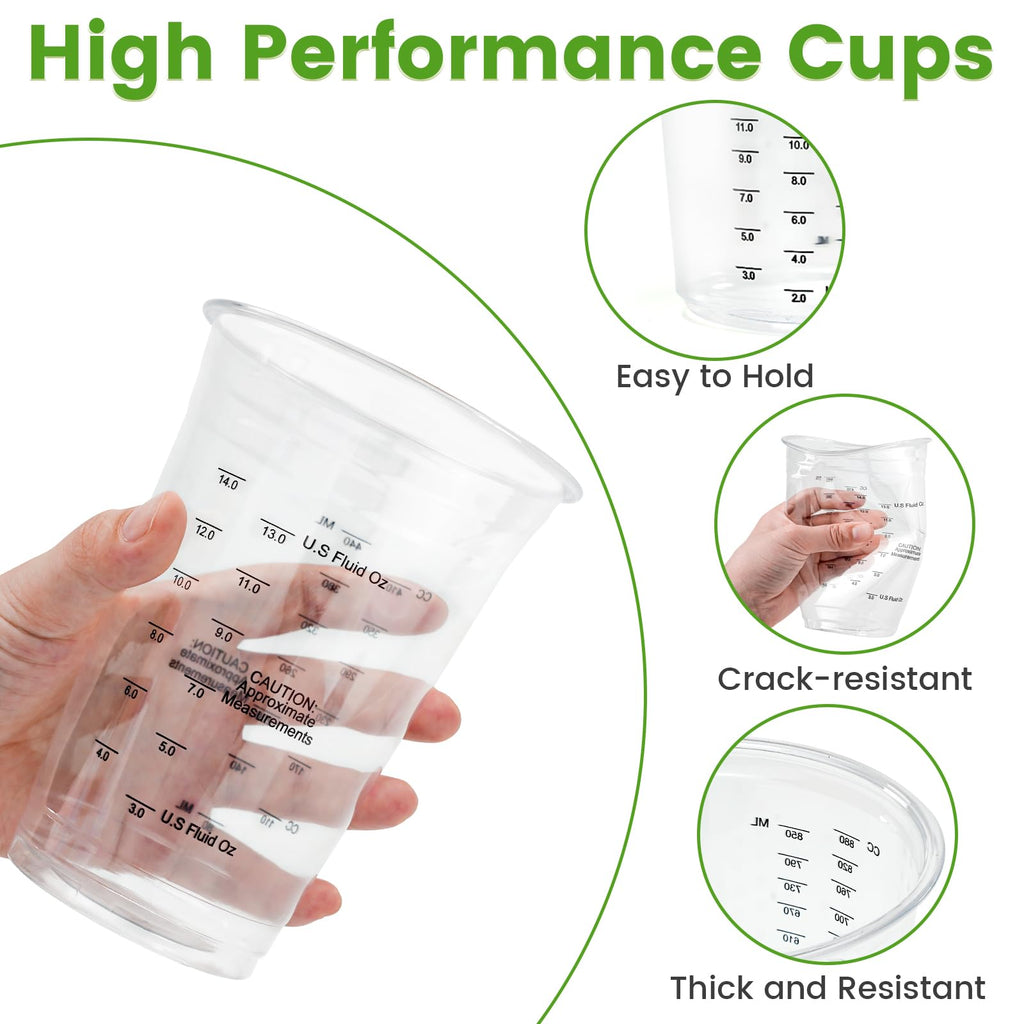 NASUBI Resin Measuring Cups Kit,32oz & 20oz Large Capacity Mixing Cup for Epoxy Resin, Paint, Stain, 2 Scales Clear Accurate Paint Mixing Cups, Disposable Cups Mixer 20Pcs 32oz & 15Pcs 20oz
